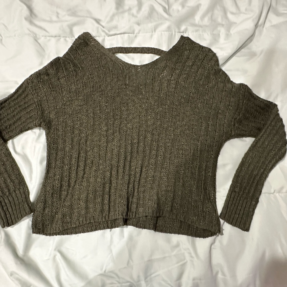 Dark Green Knit Sweater with open back